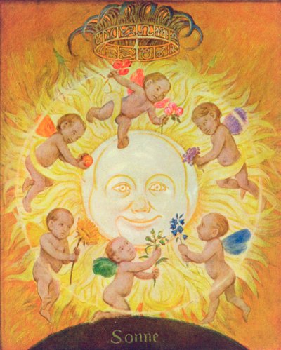 Sol, illustration fra "Festkalender" udgivet i Leipzig omkring 1910 af Hans Thoma